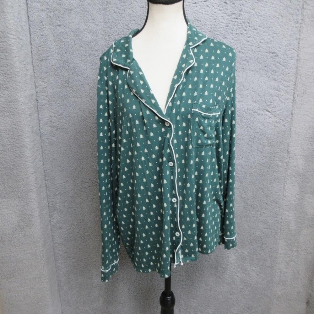State Of Day Pajama Set Womens Large Green Christmas Trees Modal Soft Print